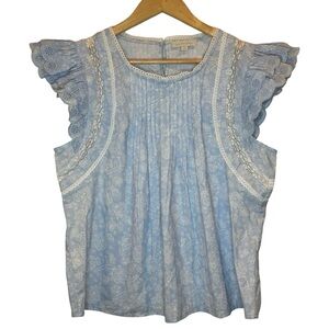 Jennifer & Grace Floral Cap sleeve Pleated cotton Too Size M